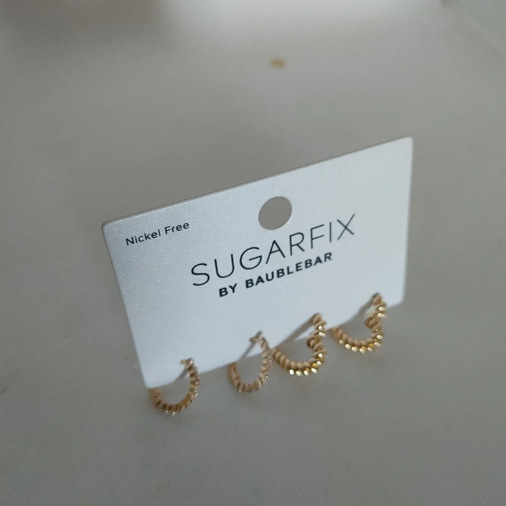 Sugarfix by Baublebar Crystal  and Gold Beaded Heart and Hoop set - 2pc Gold